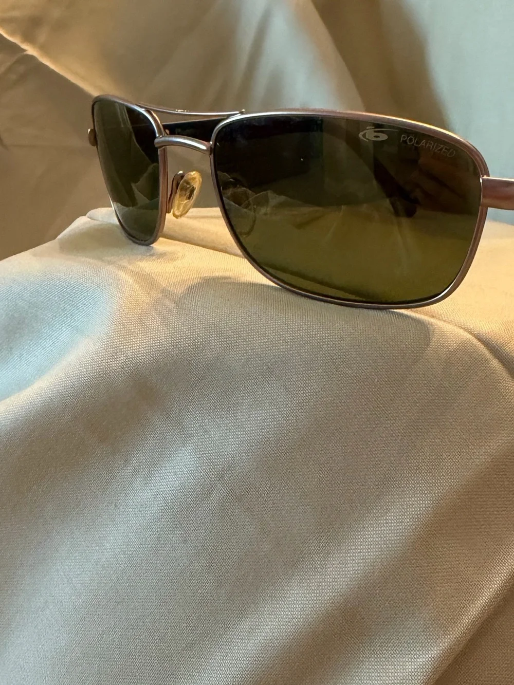 Slim Metal Frame Sunglasses with Olive Lenses